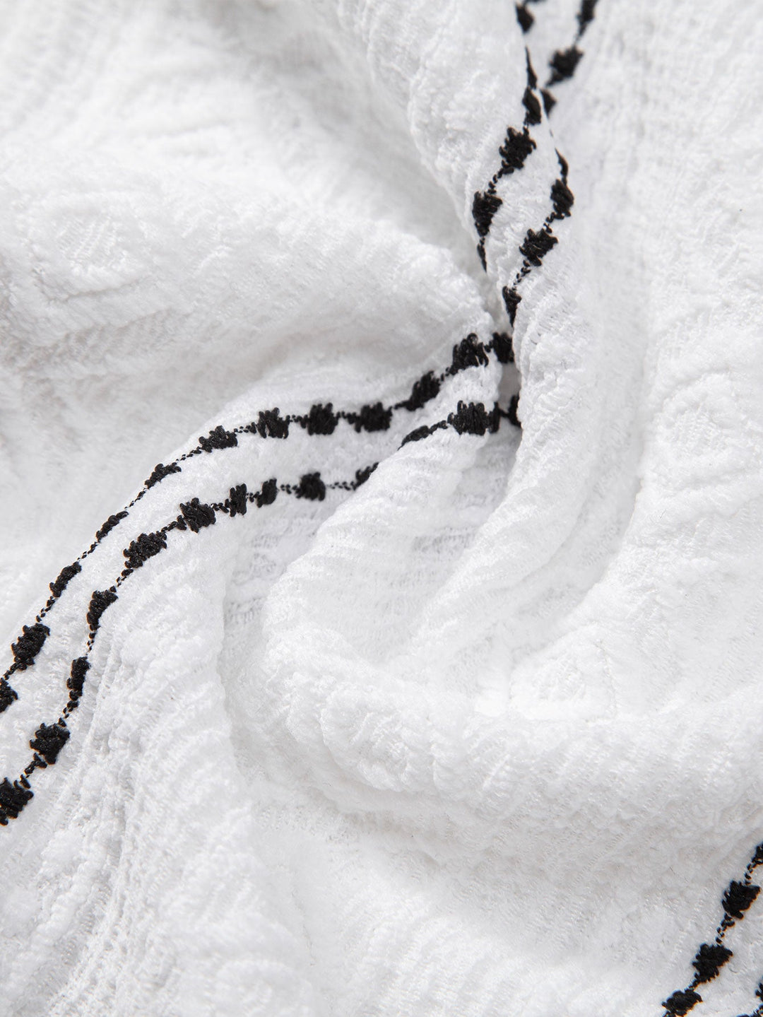 Chemise à boutons en jacquard rayé géométrique & pantalon en lin à jambe droite