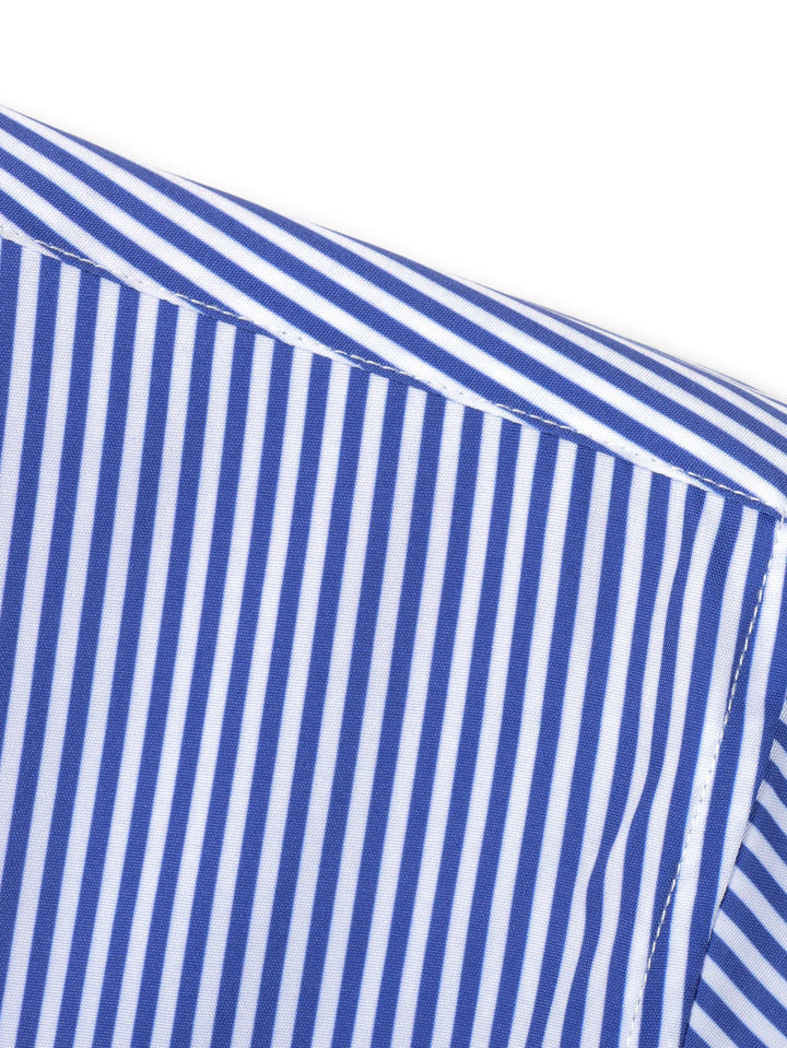 Chemise à rayures à manches longues avec boutons & Pantalon droit à taille élastique