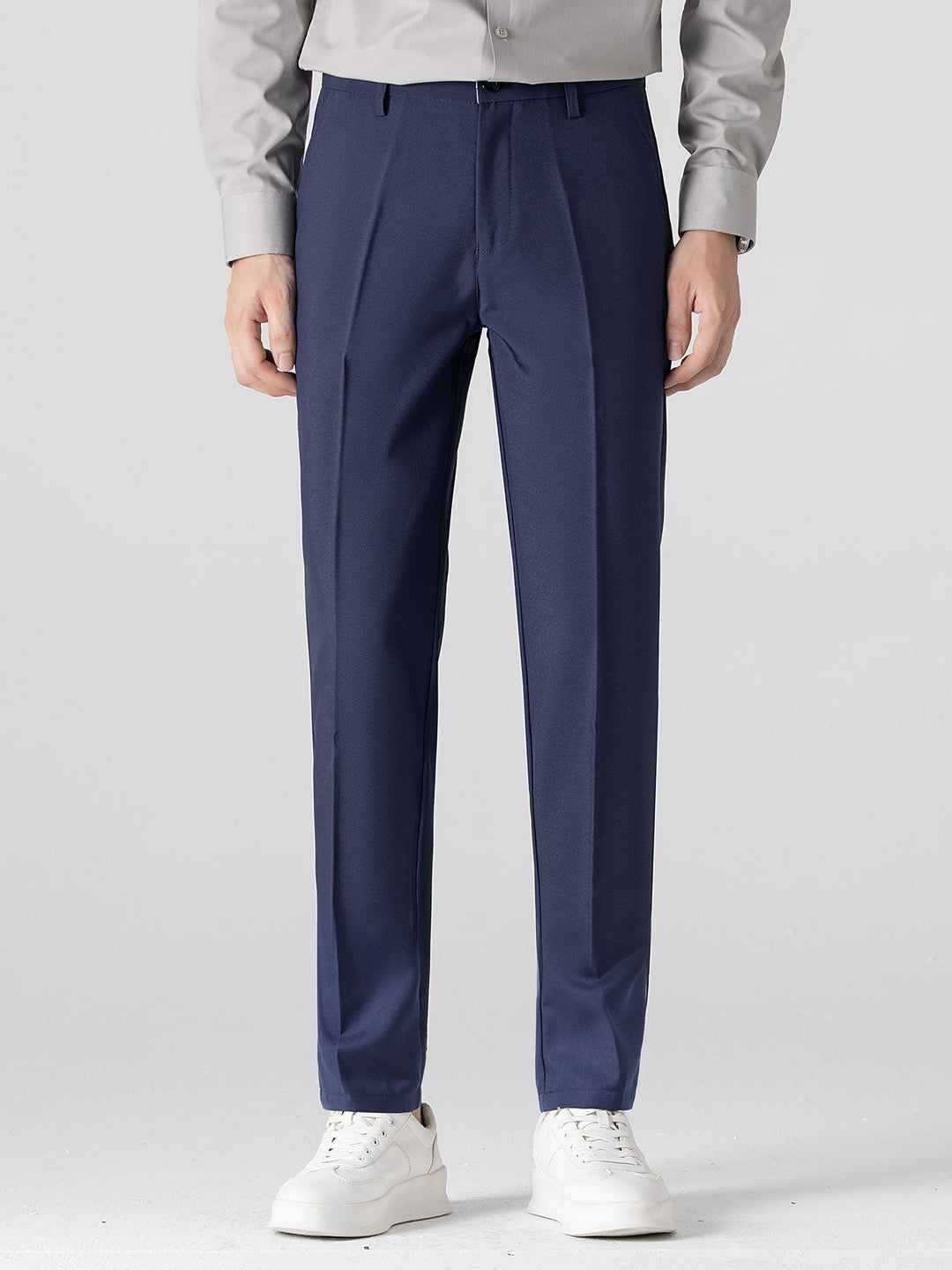 Polo à col en V tricoté à contraste de texture & pantalon fuselé slim fit