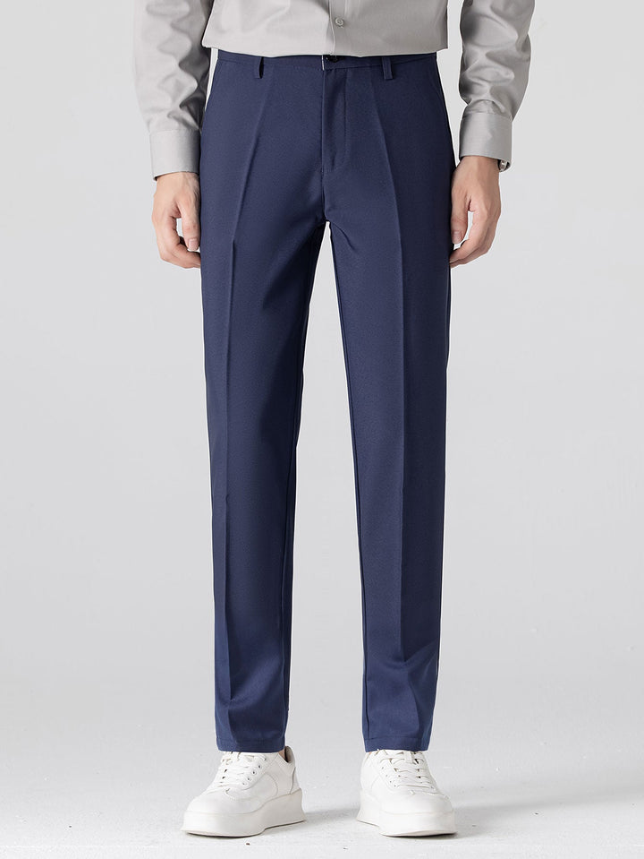 Polo à col en V tricoté à contraste de texture & pantalon fuselé slim fit