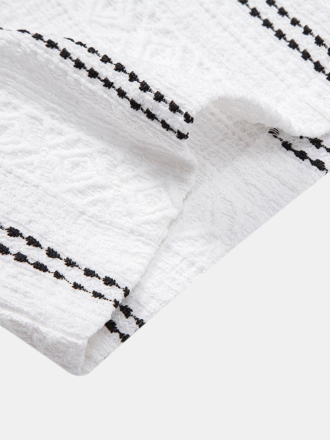 Chemise à boutons en jacquard rayé géométrique & pantalon en lin à jambe droite