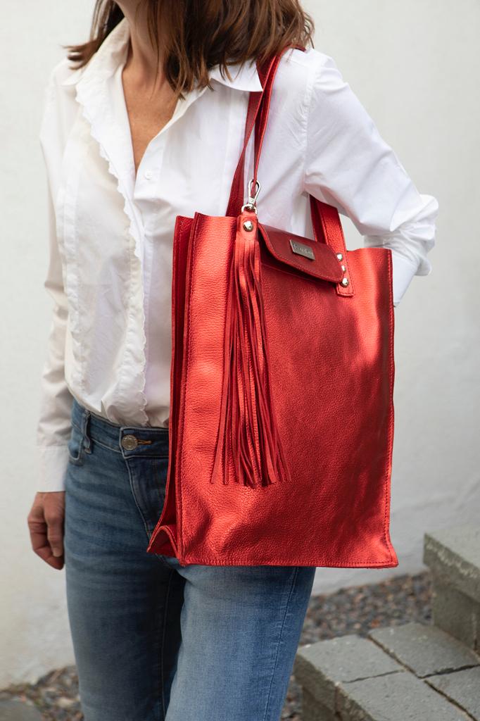 Portefeuille métallique Juanita rouge