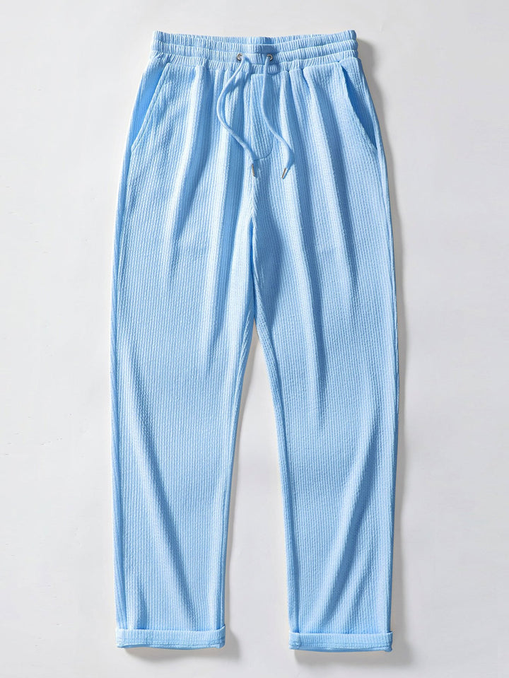 Chemise côtelée à manches longues, ajustée muscle, boutonnée & pantalon côtelé à jambe droite