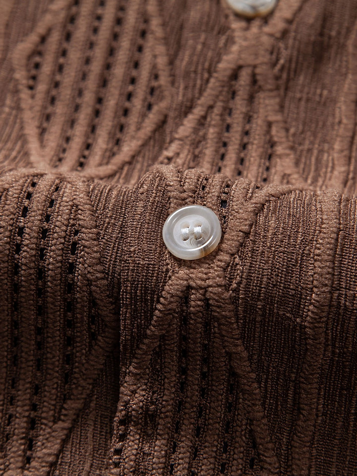 Chemise cubaine jacquard géométrique