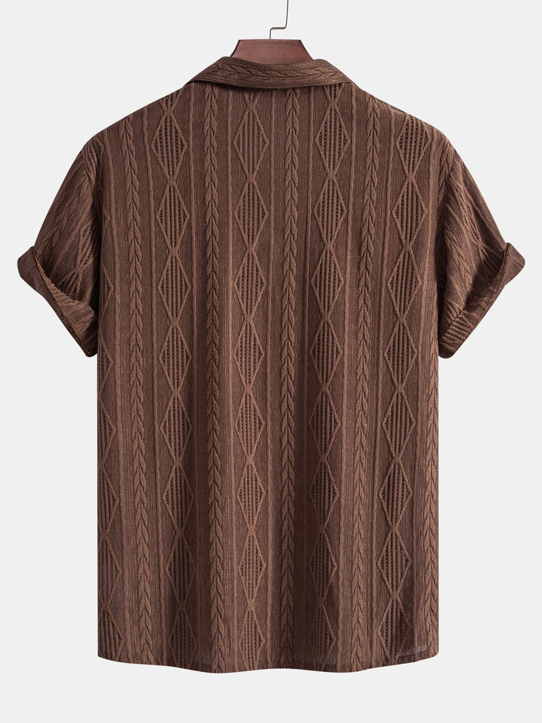Chemise cubaine jacquard géométrique