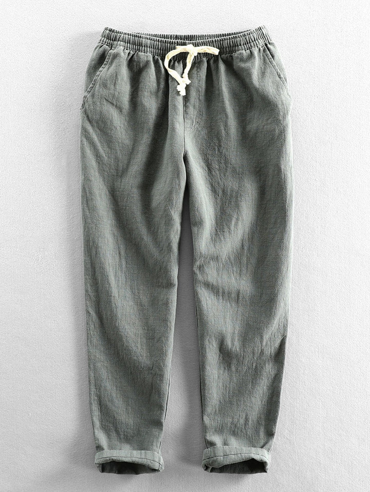 Pantalon recadré en coton en coton en linge