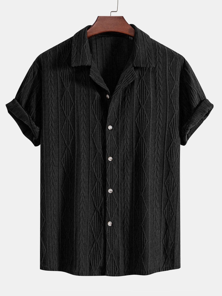 Chemise cubaine jacquard géométrique