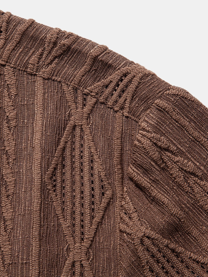 Chemise cubaine jacquard géométrique