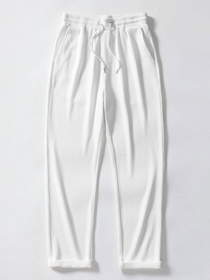 Chemise côtelée à manches longues, ajustée muscle, boutonnée & pantalon côtelé à jambe droite