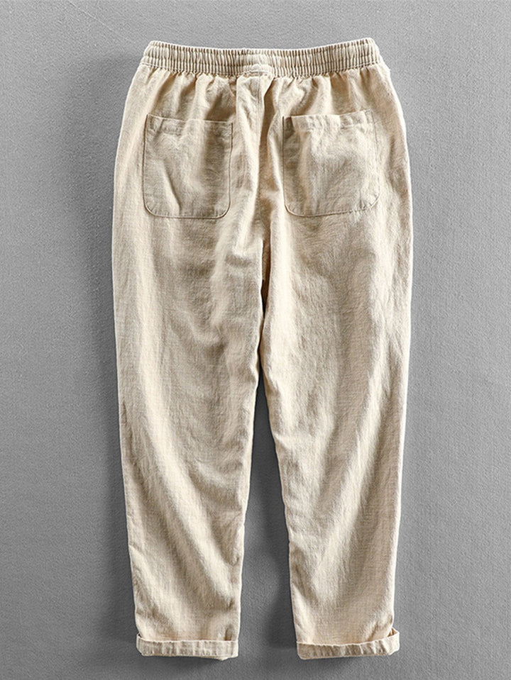 Pantalon recadré en coton en coton en linge