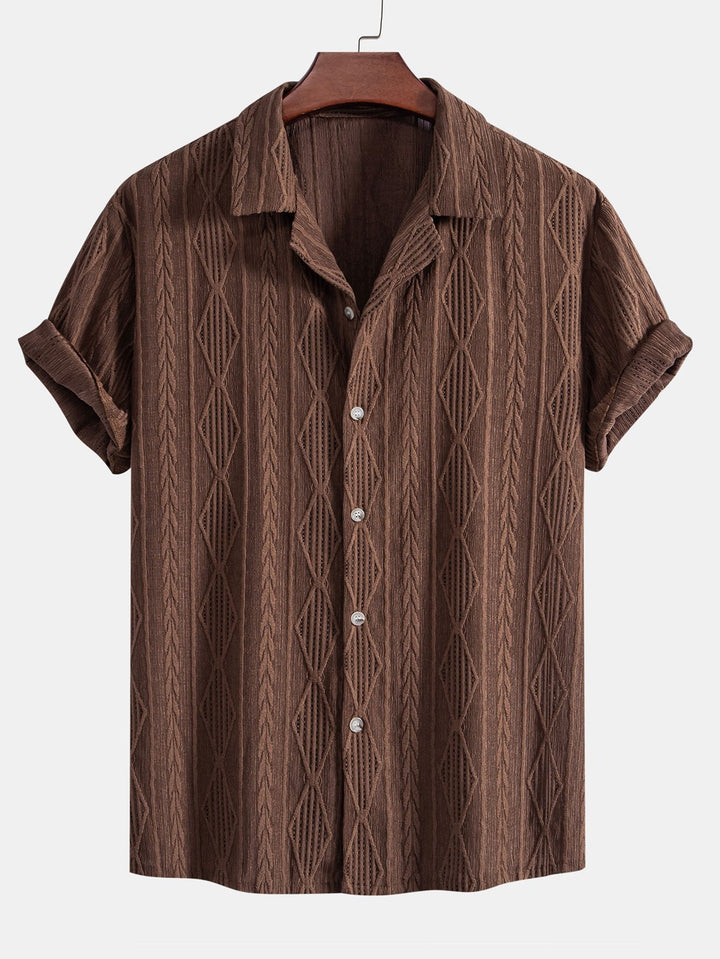 Chemise cubaine jacquard géométrique