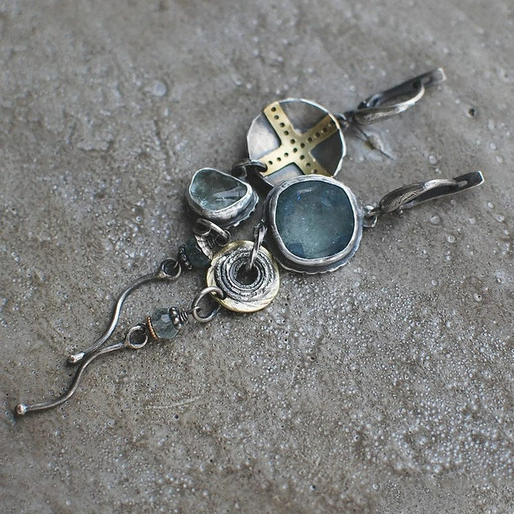 Luna™ | Boucles d'oreilles croisées en pierre bleue élégante