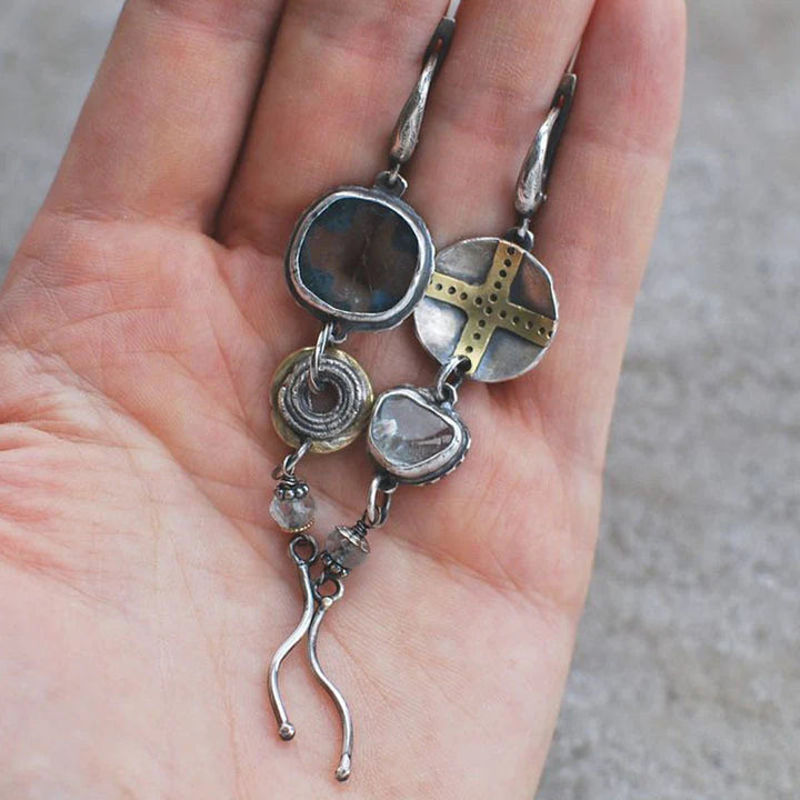 Luna™ | Boucles d'oreilles croisées en pierre bleue élégante