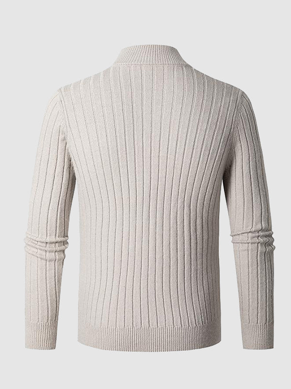 Pull à col montant zippé en câble solide pour homme