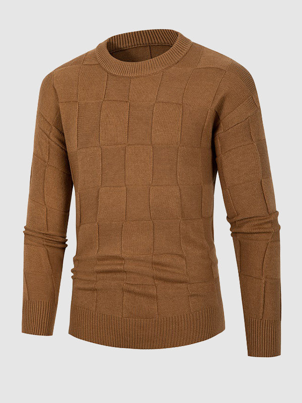 Pull homme à col rond avec motif en blocs de couleur unie
