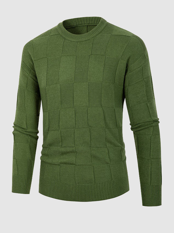 Pull homme à col rond avec motif en blocs de couleur unie