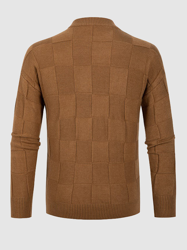 Pull homme à col rond avec motif en blocs de couleur unie