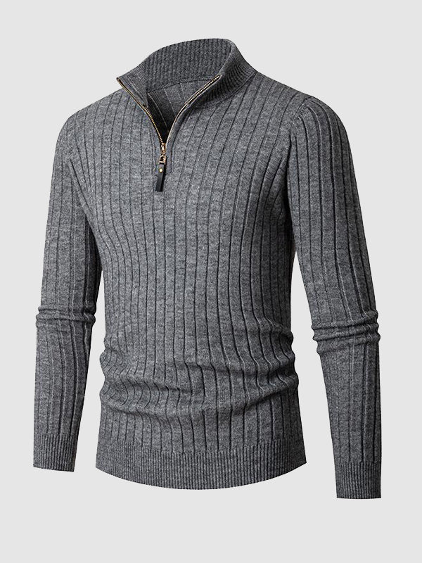 Pull à col montant zippé en câble solide pour homme