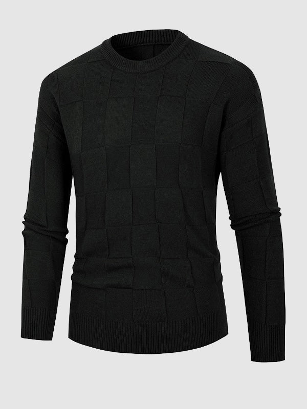 Pull homme à col rond avec motif en blocs de couleur unie