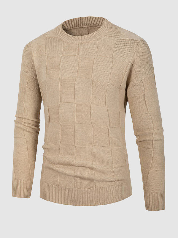 Pull homme à col rond avec motif en blocs de couleur unie