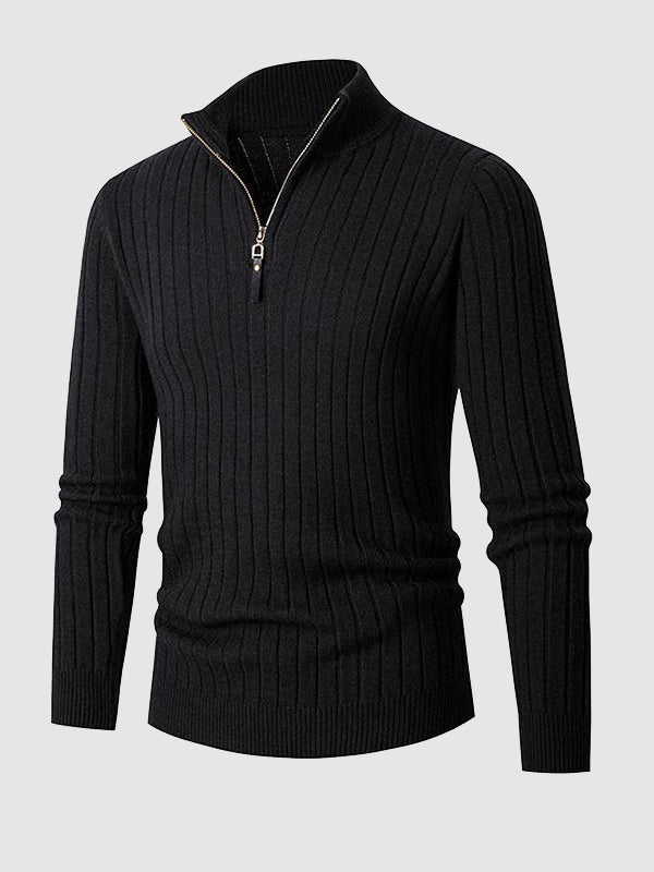 Pull à col montant zippé en câble solide pour homme