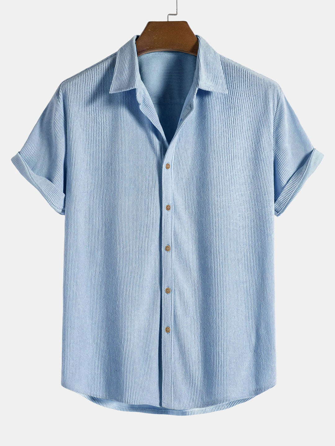 Bouton en velours côtelé chemise à manches courtes