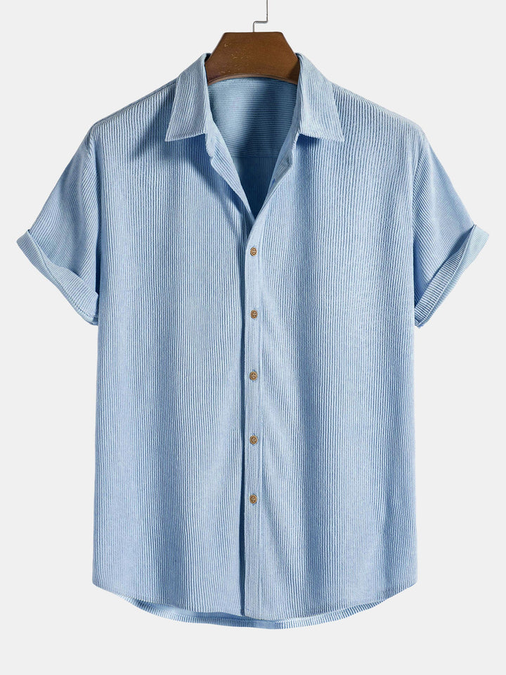 Bouton en velours côtelé chemise à manches courtes