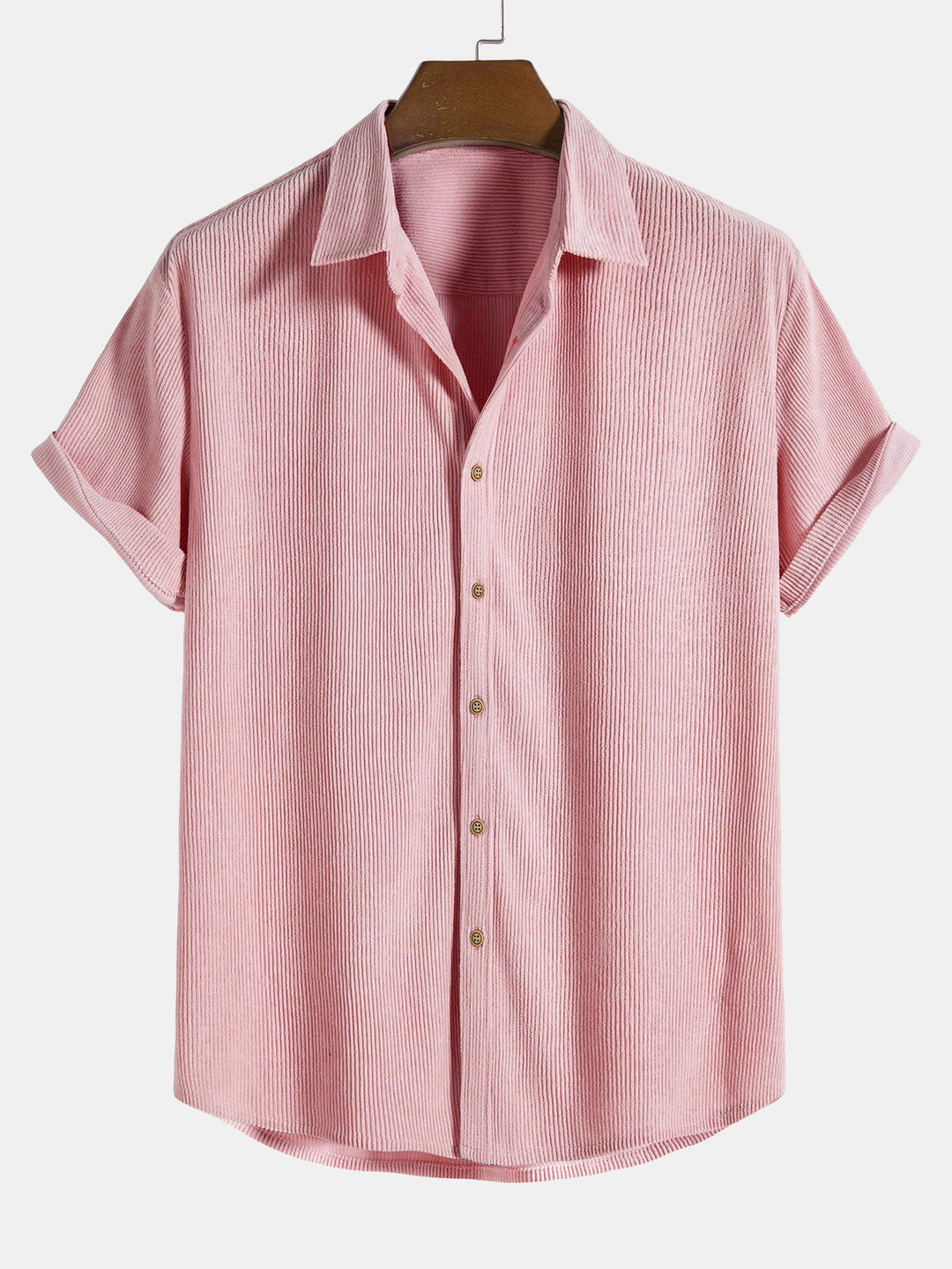 Bouton en velours côtelé chemise à manches courtes