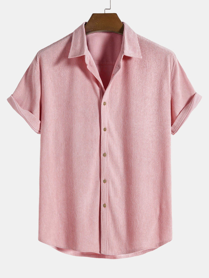 Bouton en velours côtelé chemise à manches courtes
