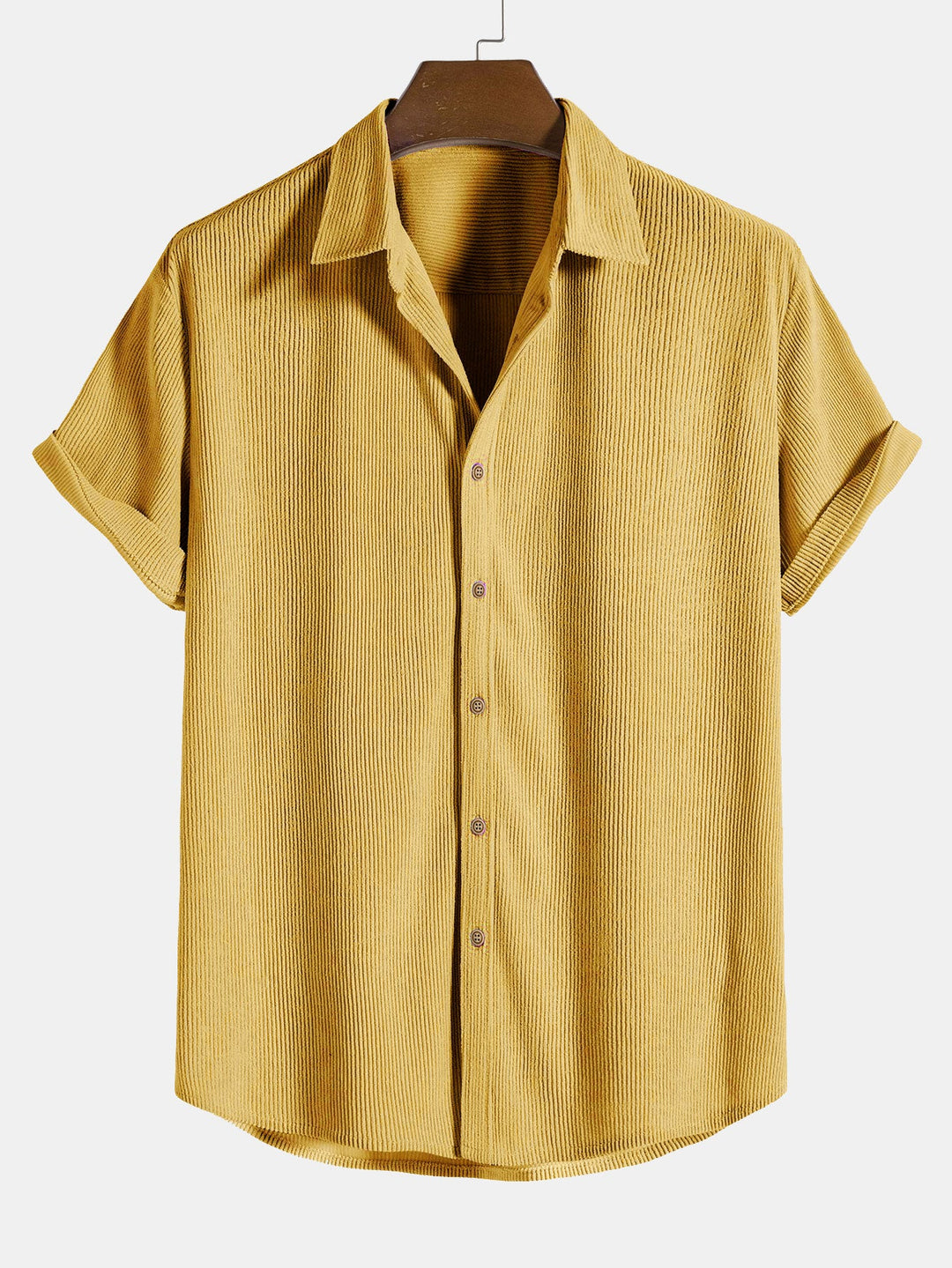 Bouton en velours côtelé chemise à manches courtes