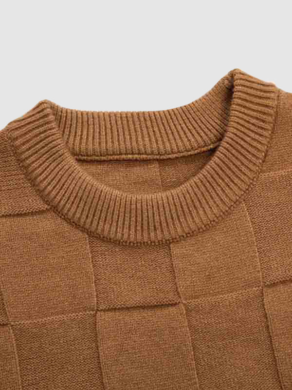 Pull homme à col rond avec motif en blocs de couleur unie