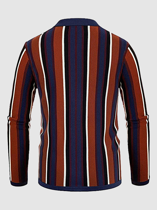Pull à boutons et col en jacquard rayé pour homme