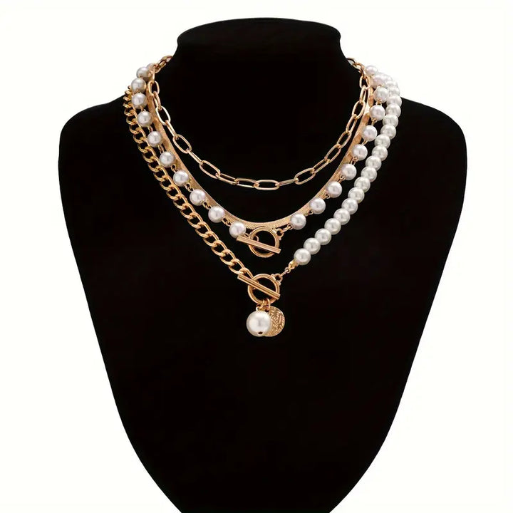 Collier Vintage en Perles & Chaîne en Or Serpent | Or