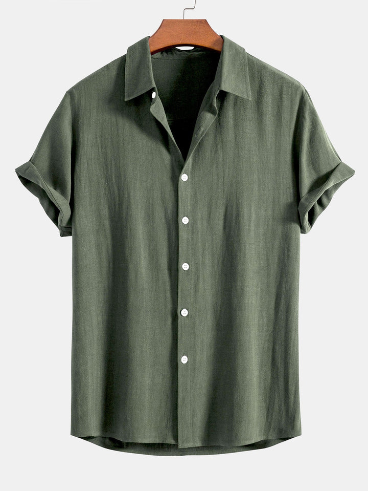 Chemise boutonnée en mélange de lin et de rayonne