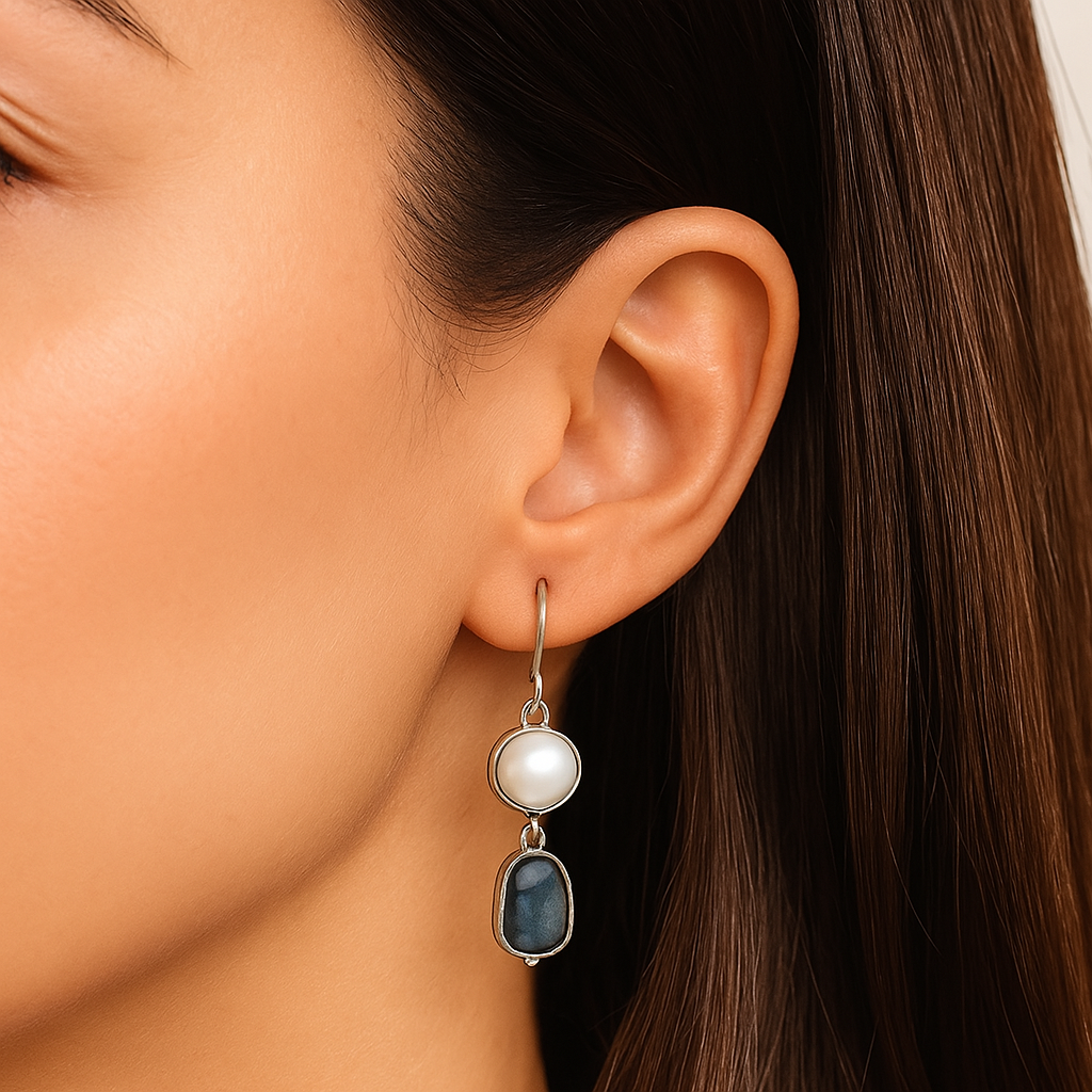 Luna™ | Boucles d'oreilles vintage en pierre bleue naturelle