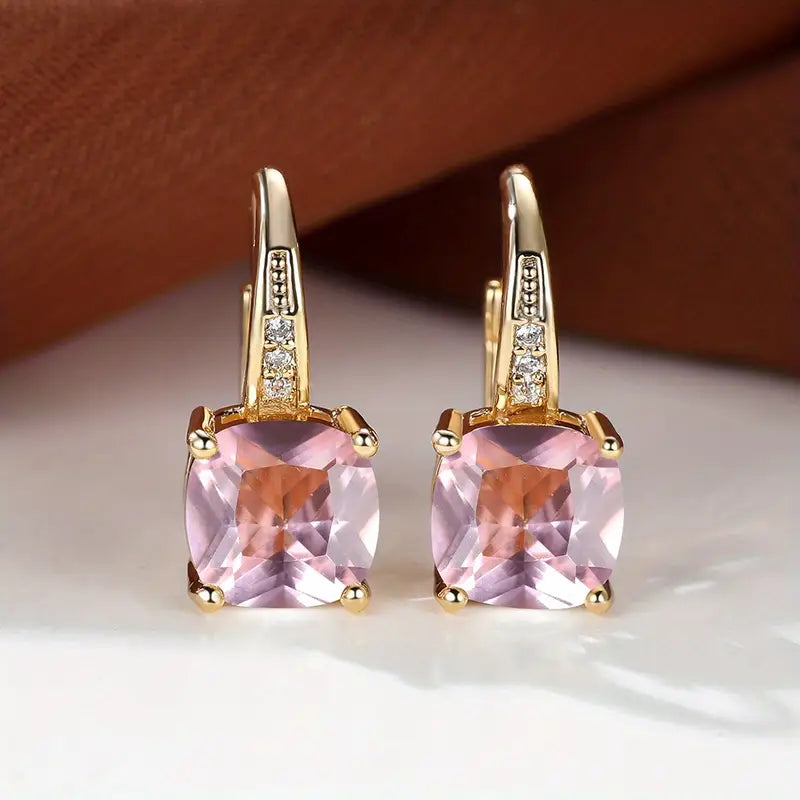 Boucles d'oreilles en forme de cercle en pierre mystique | Or