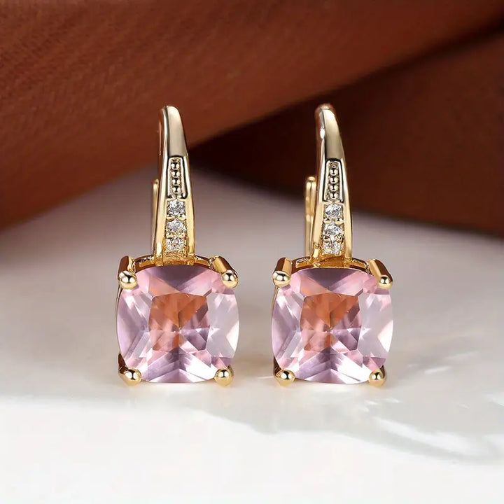 Boucles d'oreilles en forme de cercle en pierre mystique | Or