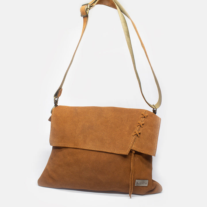 Portefeuille tressé couleur caramel
