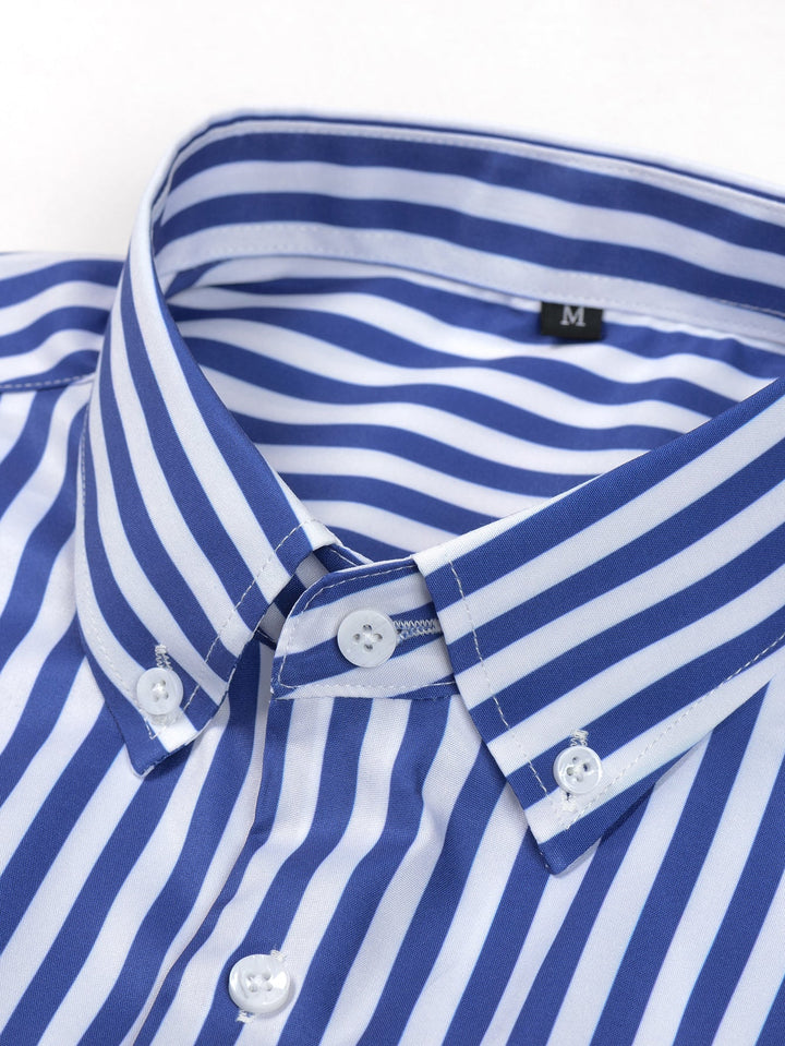 Chemise à rayures à manches longues avec boutons & pantalon fuselé slim fit