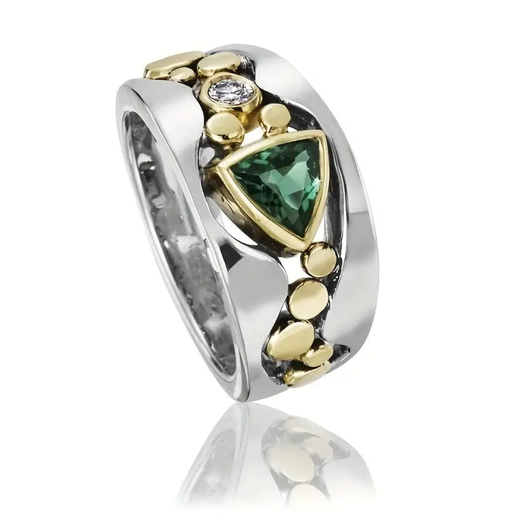 Luna™ | Bague Vintage en Cristal Vert Éclatant