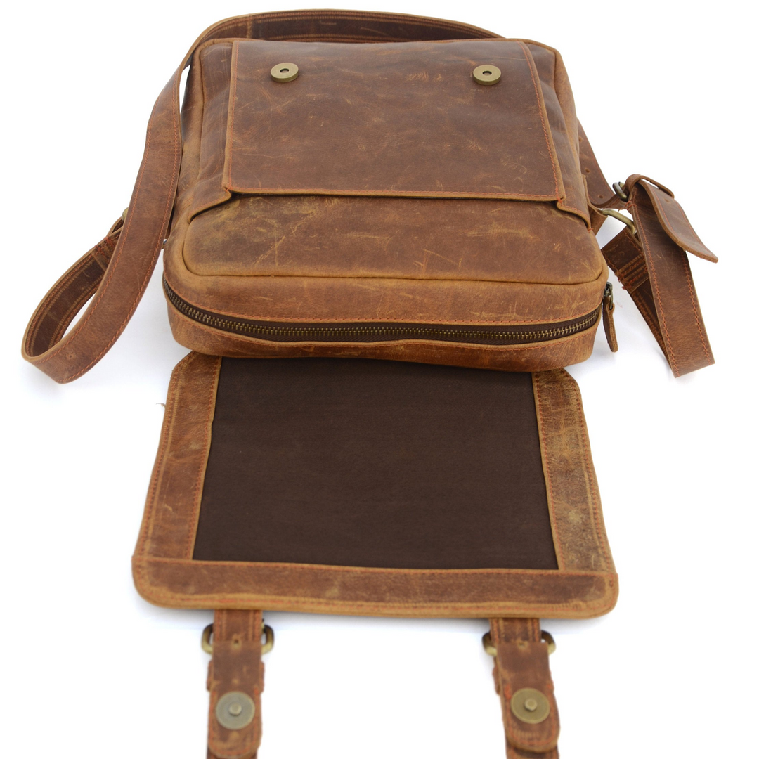 Sac à bandoulière en cuir vintage marron