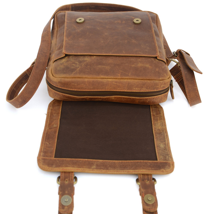 Sac à bandoulière en cuir vintage marron
