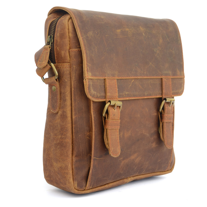 Sac à bandoulière en cuir vintage marron