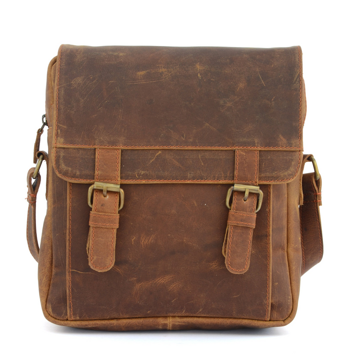 Sac à bandoulière en cuir vintage marron