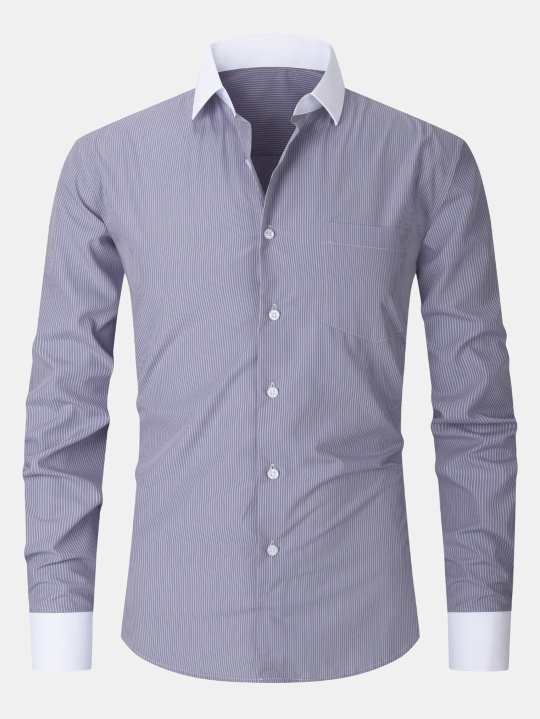 Chemise habillée à col contrasté rayé