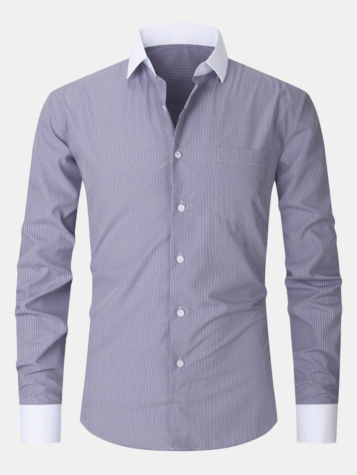 Chemise habillée à col contrasté rayé