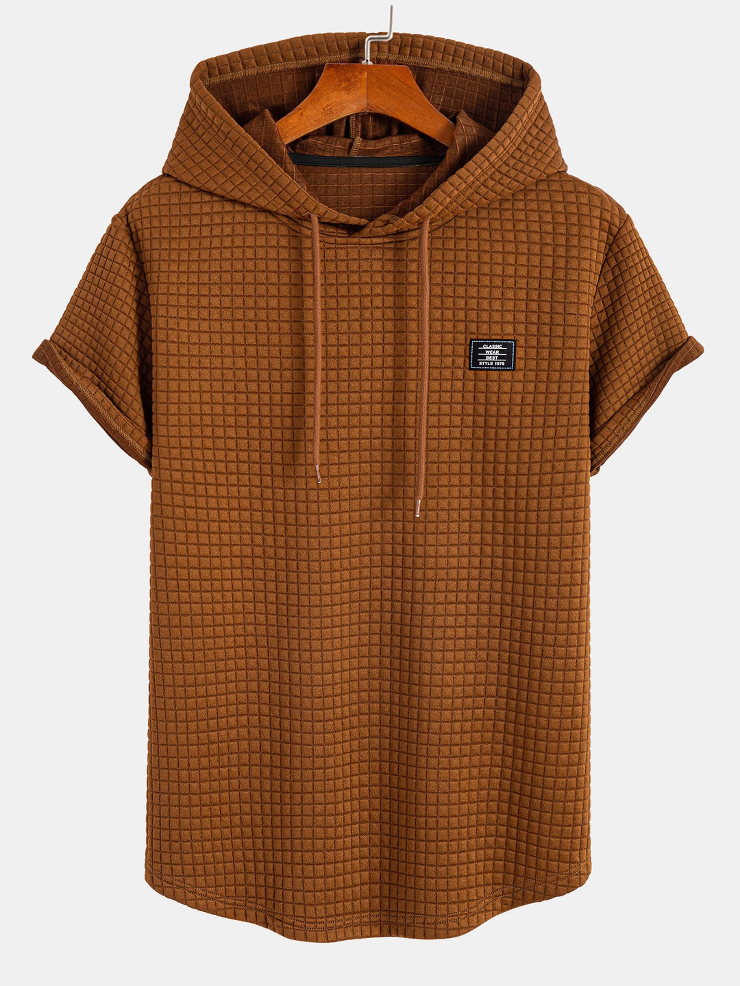 T-shirt à capuche en gaufre avec ourlet en arc