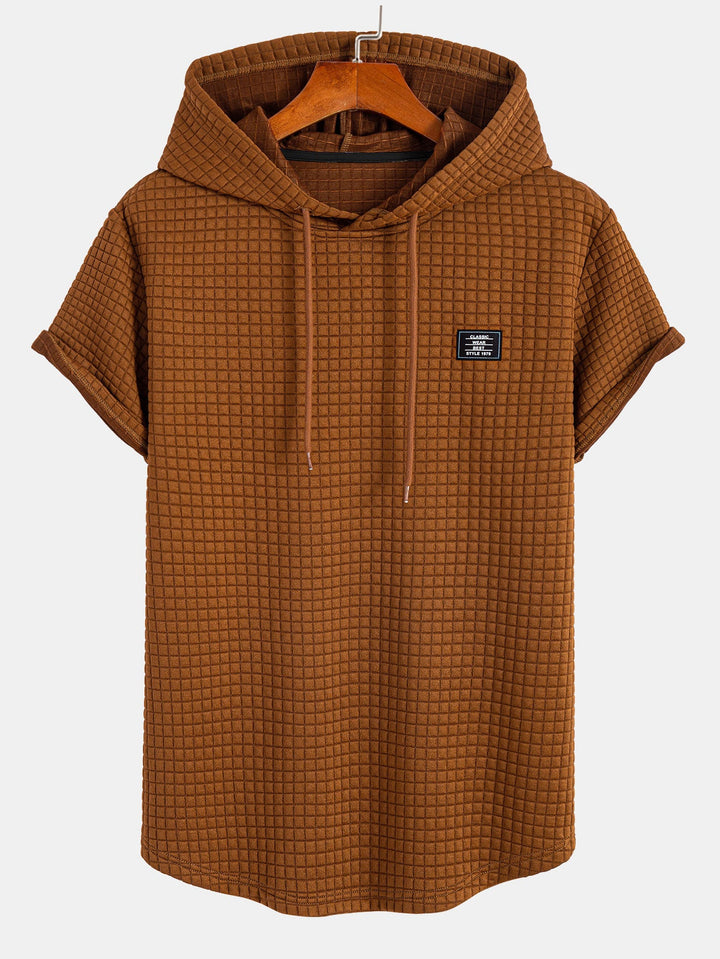 T-shirt à capuche en gaufre avec ourlet en arc