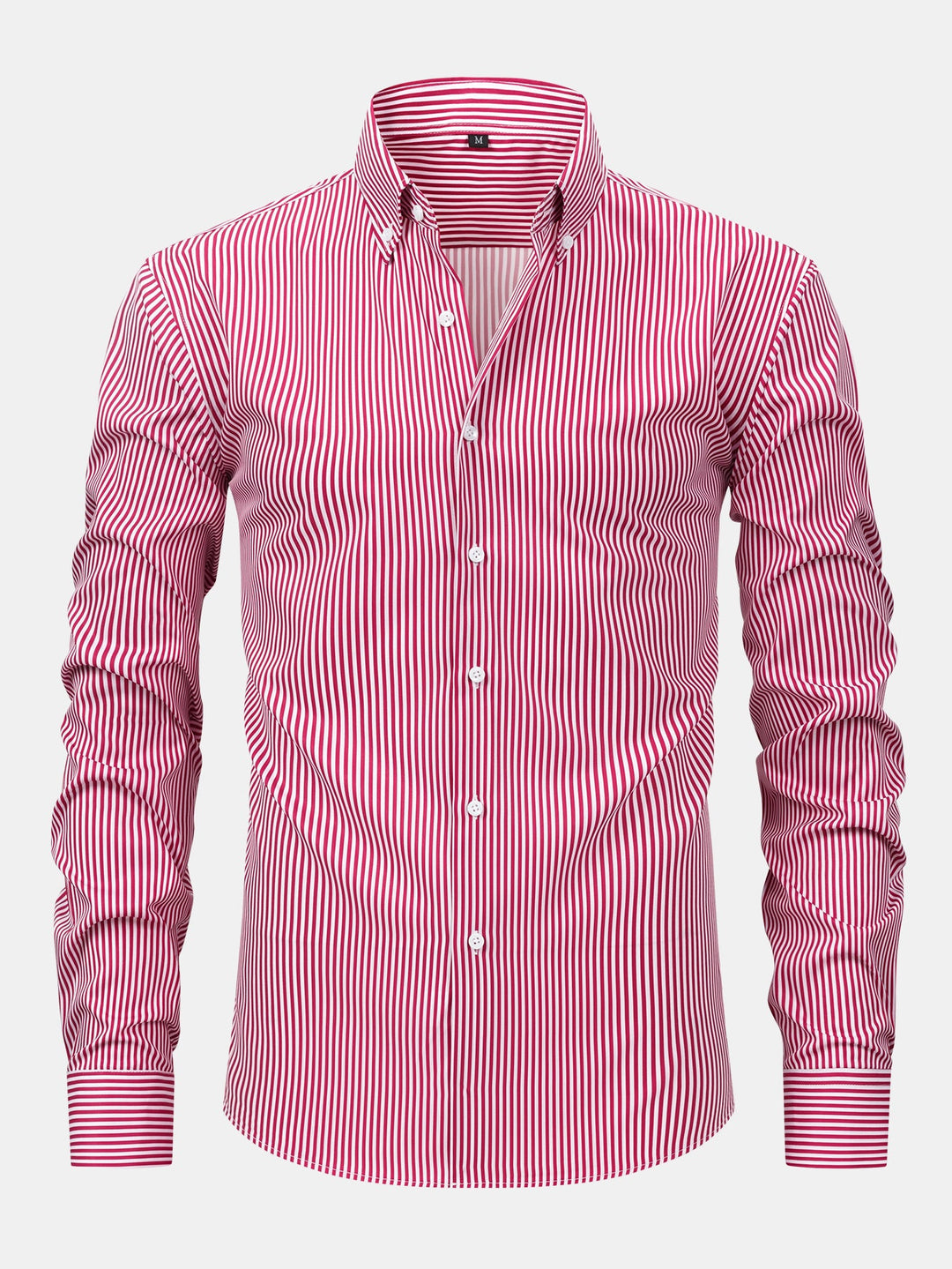 Chemise à rayures à manches longues avec boutons & Pantalon droit à taille élastique