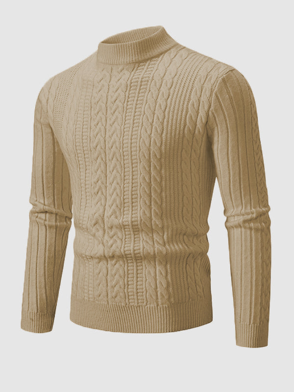 Pull classique géométrique pour hommes à col montant
